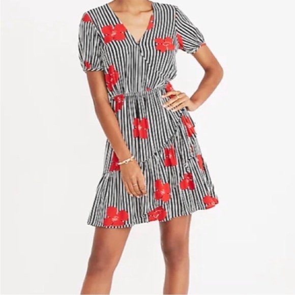 Madewell Ruffle-Wrap Dress in Candied Orchids NEW - Picture 3 of 15